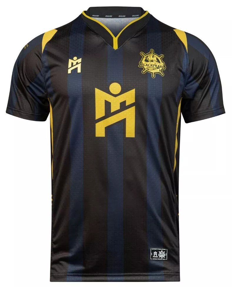 2025 26 Black Pearl United Authentic Thailand Futsal League Jersey Shirt Home Black Gold - Player Edition