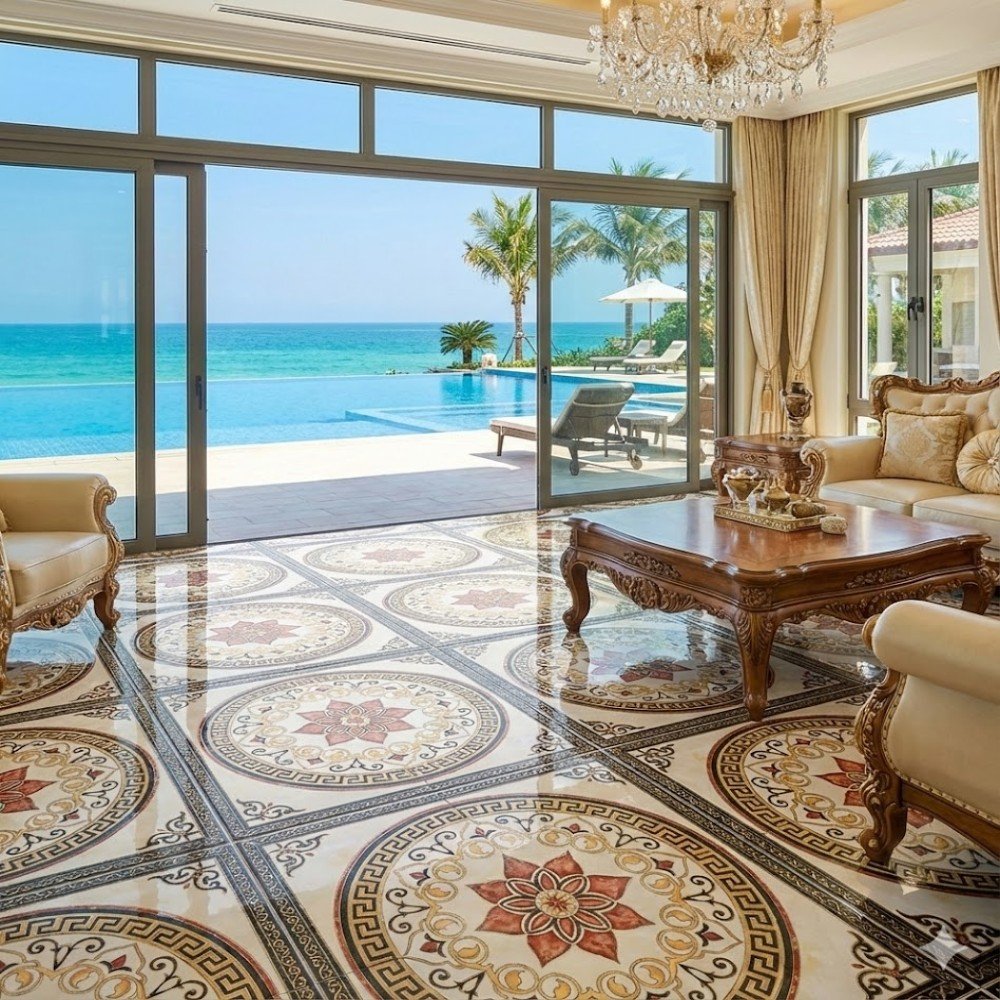 Granito Pattern 120x120cm Opulent Red Blossom