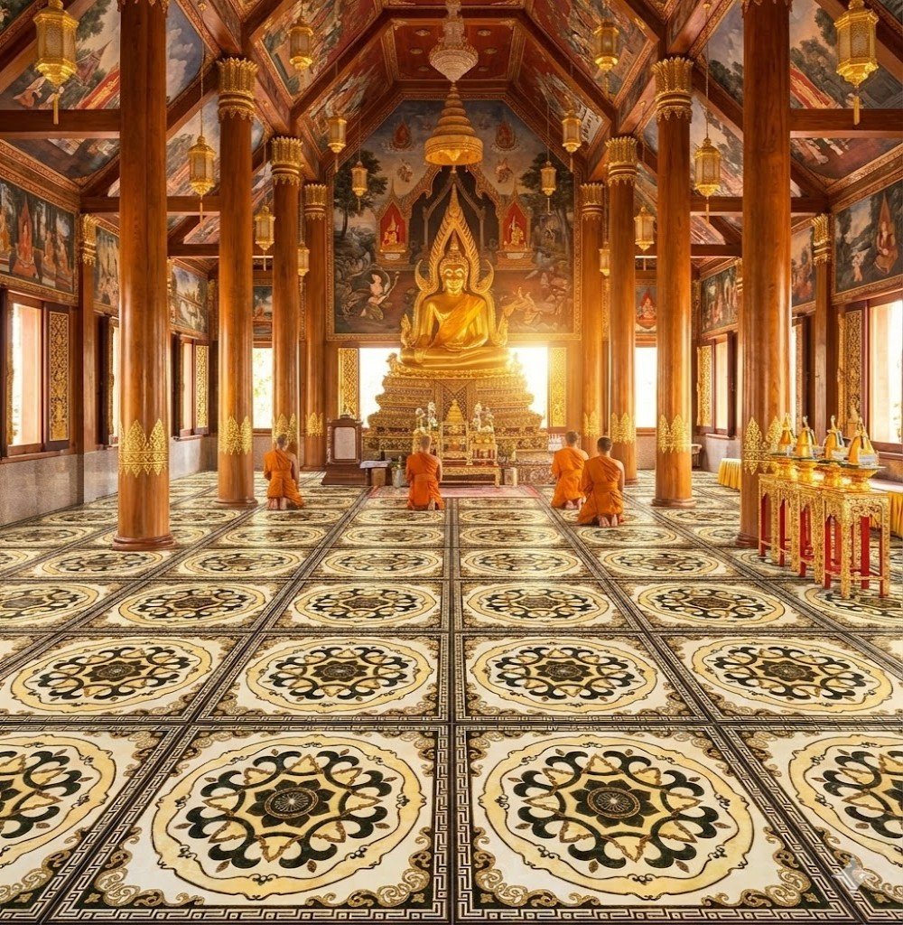 กระเบื้องดอกกลางแกรนิตโต้ 120x120 ซม. Palace Rosette Gold