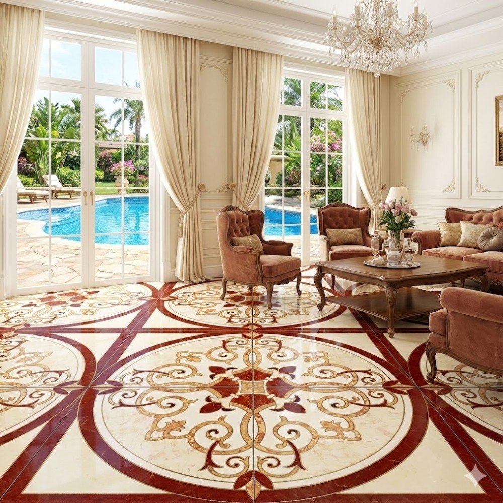 ดอกกลางแกรนิตโต้ 120x120 ซม. ลาย Regal Ruby Arabesque