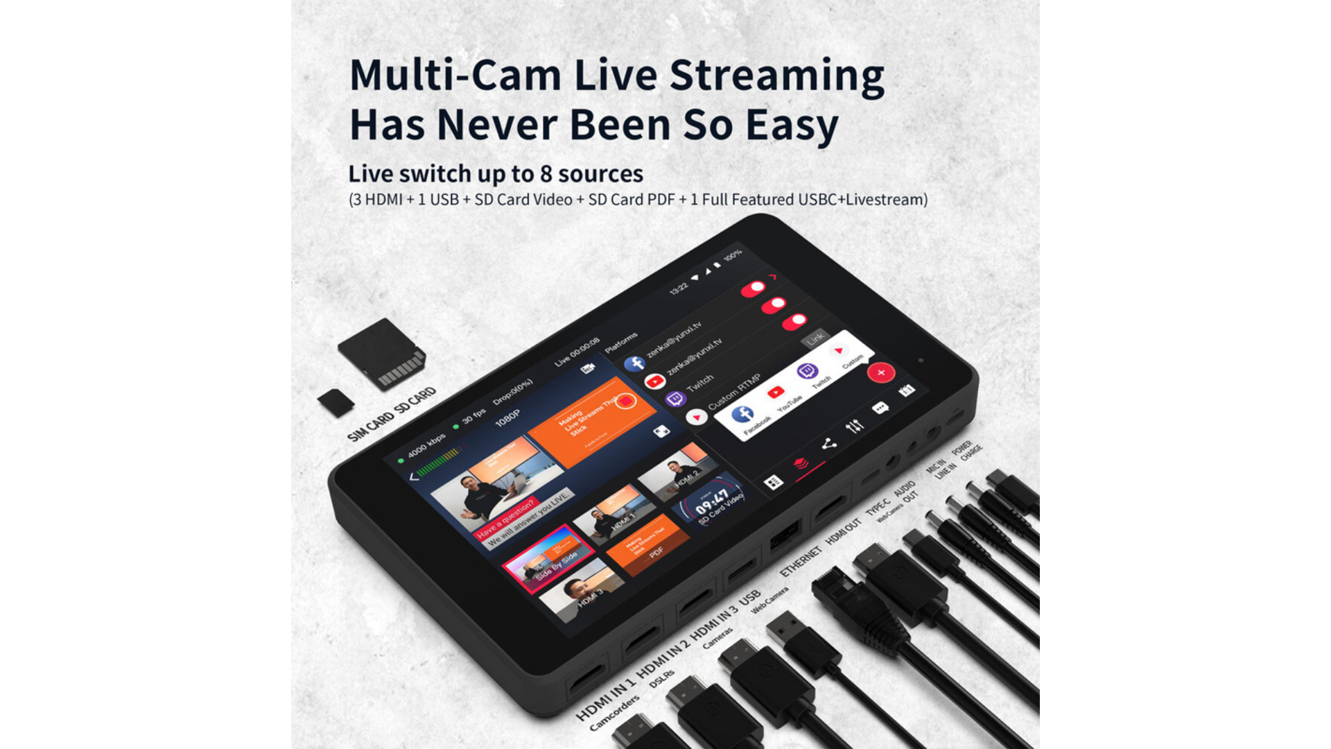 YoloLiv YoloBox Pro Portable Multi-Camera Encoder/Streamer/Switcher ...