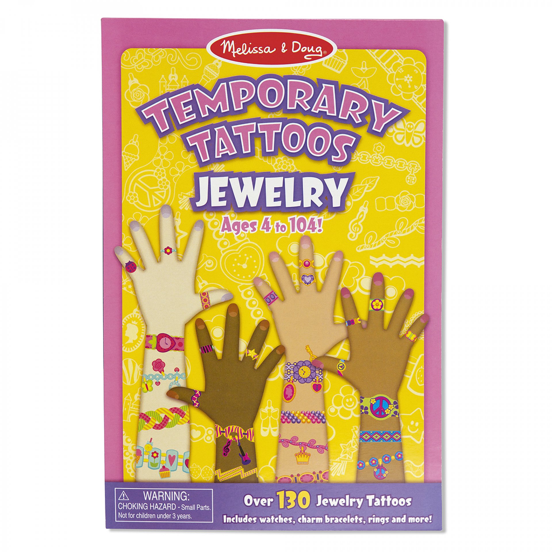 [130ชิ้น ติดทน+ล้างออก] รุ่น 2194 แทททูลายเด็กผู้หญิงชุดเครื่องประดับ Melissa & Doug Temporary Kids Tattoo Sticker Jewelry