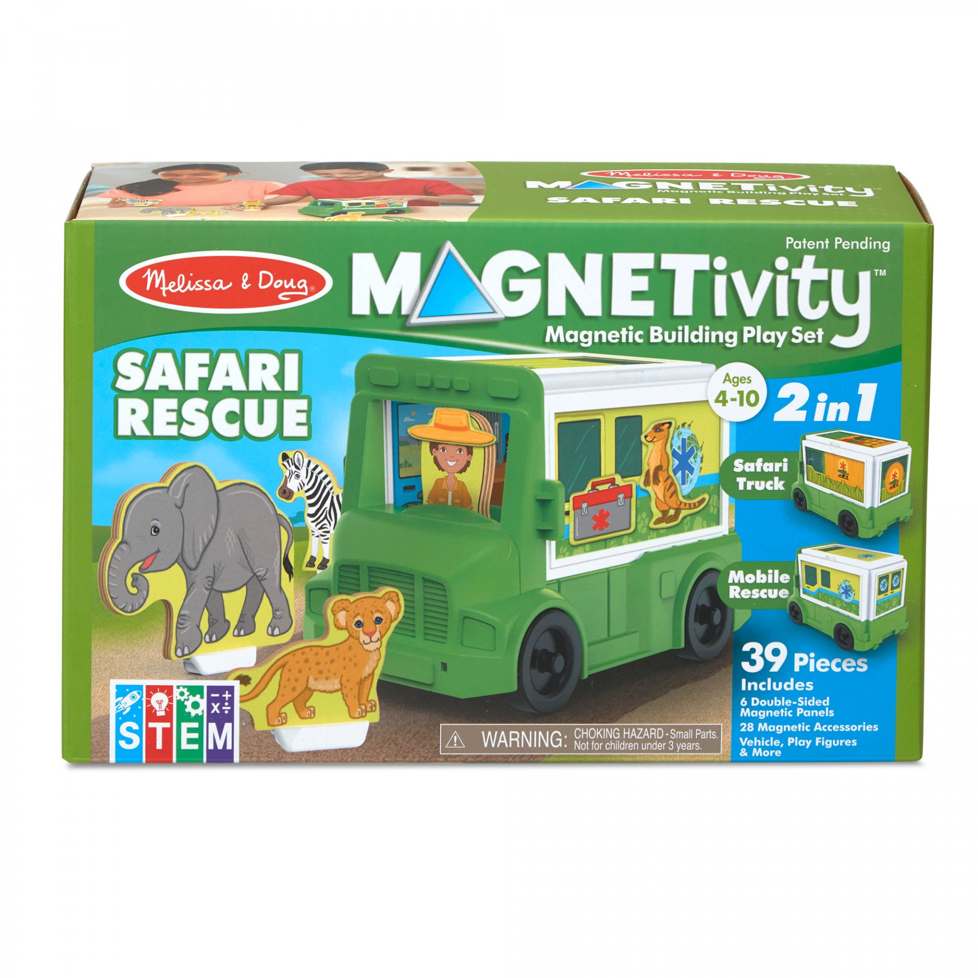 [แม่เหล็ก39ชิ้น]  รุ่น 30666 ชุดต่อแม่เหล็ก 3D รุ่นซาฟารี Melissa & Doug Magnetivity Safari Rescue Truck