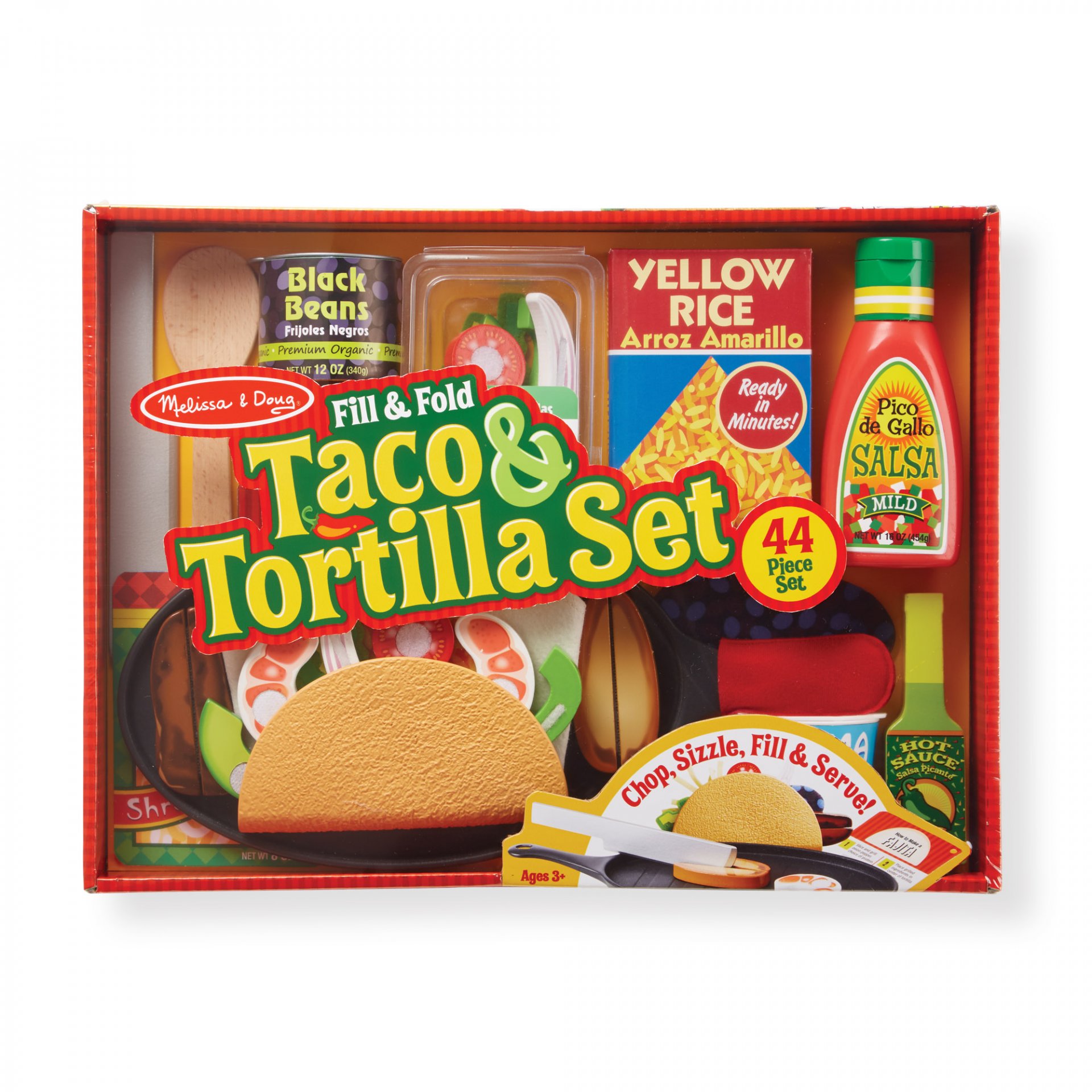 [44ชิ้น] รุ่น 9370 ชุดทำทาโค่เม๊กซิกัน ทุกชิ้นมีตีนตุ๊กแก Melissa & Doug Fill & Fold Taco & Tortilla Set