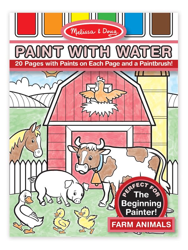 [20แผ่นมีแป้นสี] รุ่น 4165 ระบายสีด้วยพู่กันไม่เลอะเทอะ รุ่นฟาร์ม แป้นสีทุกแผ่น Melissa & Doug Paint With Water Farm Animals