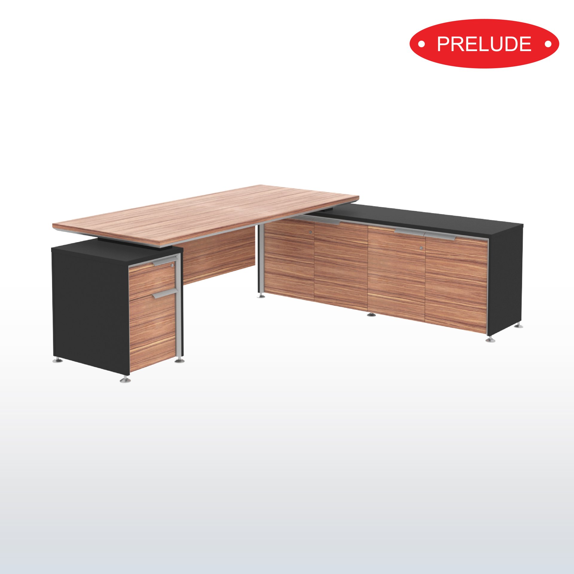 โต๊ะผู้บริหาร 2 ลิ้นชัก ซ้าย-ตู้แอลขวา B-Walnut Grand BGR-2320