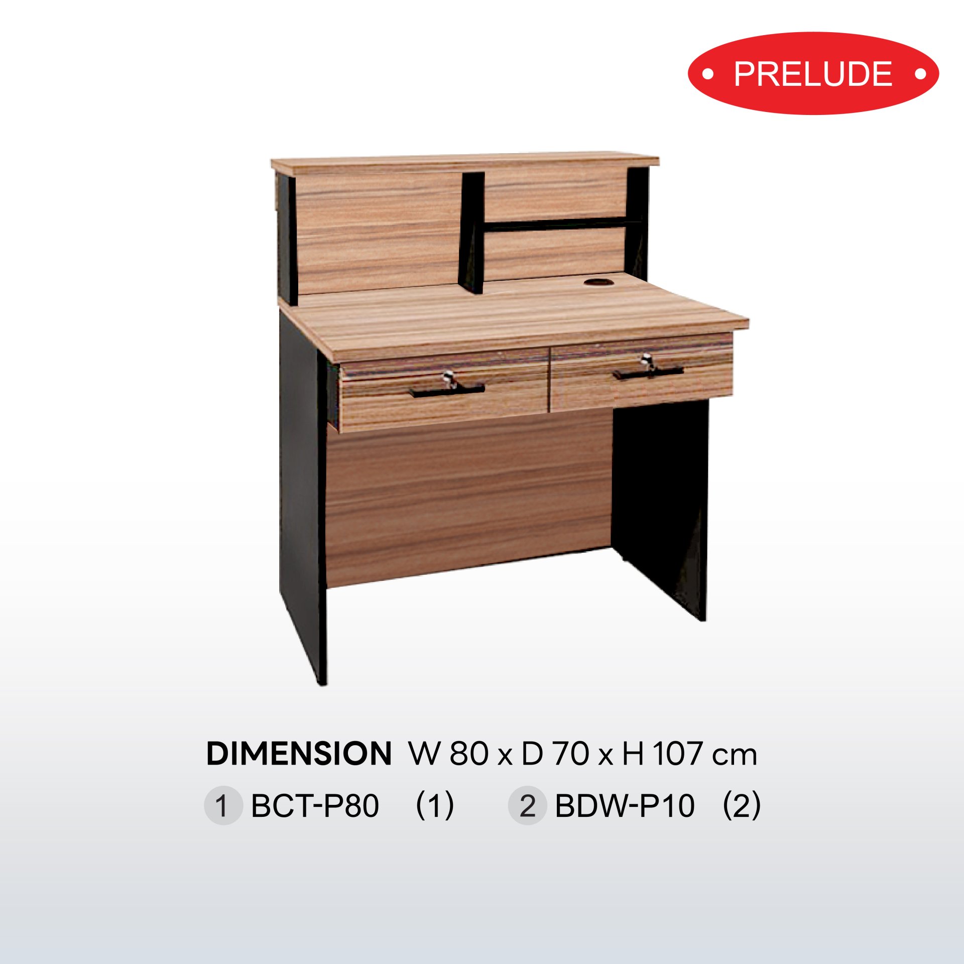 ชุดเคาน์เตอร์เดี่ยว 2 ลิ้นชัก SET2  B-Walnut