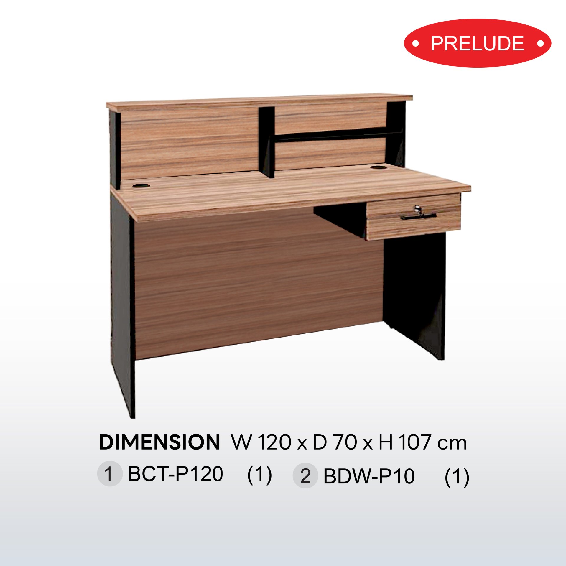 ชุดเคาน์เตอร์เดี่ยว 120 cm พร้อมลิ้นชัก SET3  B-Walnut