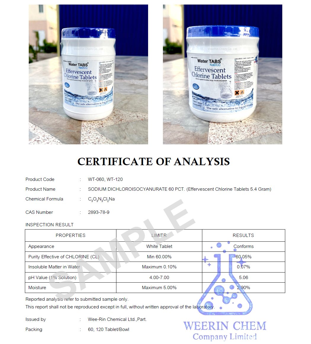 คลอรีนเม็ดฟู่ (SDIC or DCCNa) WaterTab