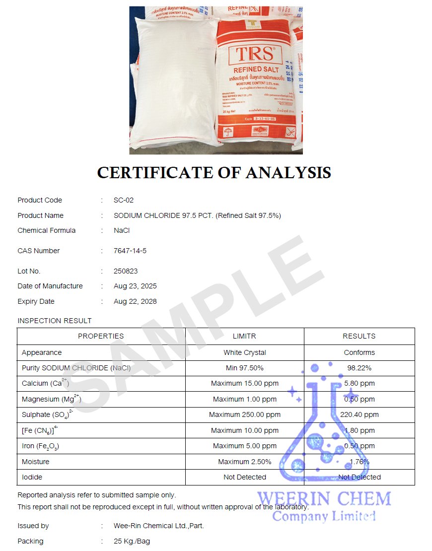 เกลือชื้น ล้างเรซิ่น TRS ถุงส้ม