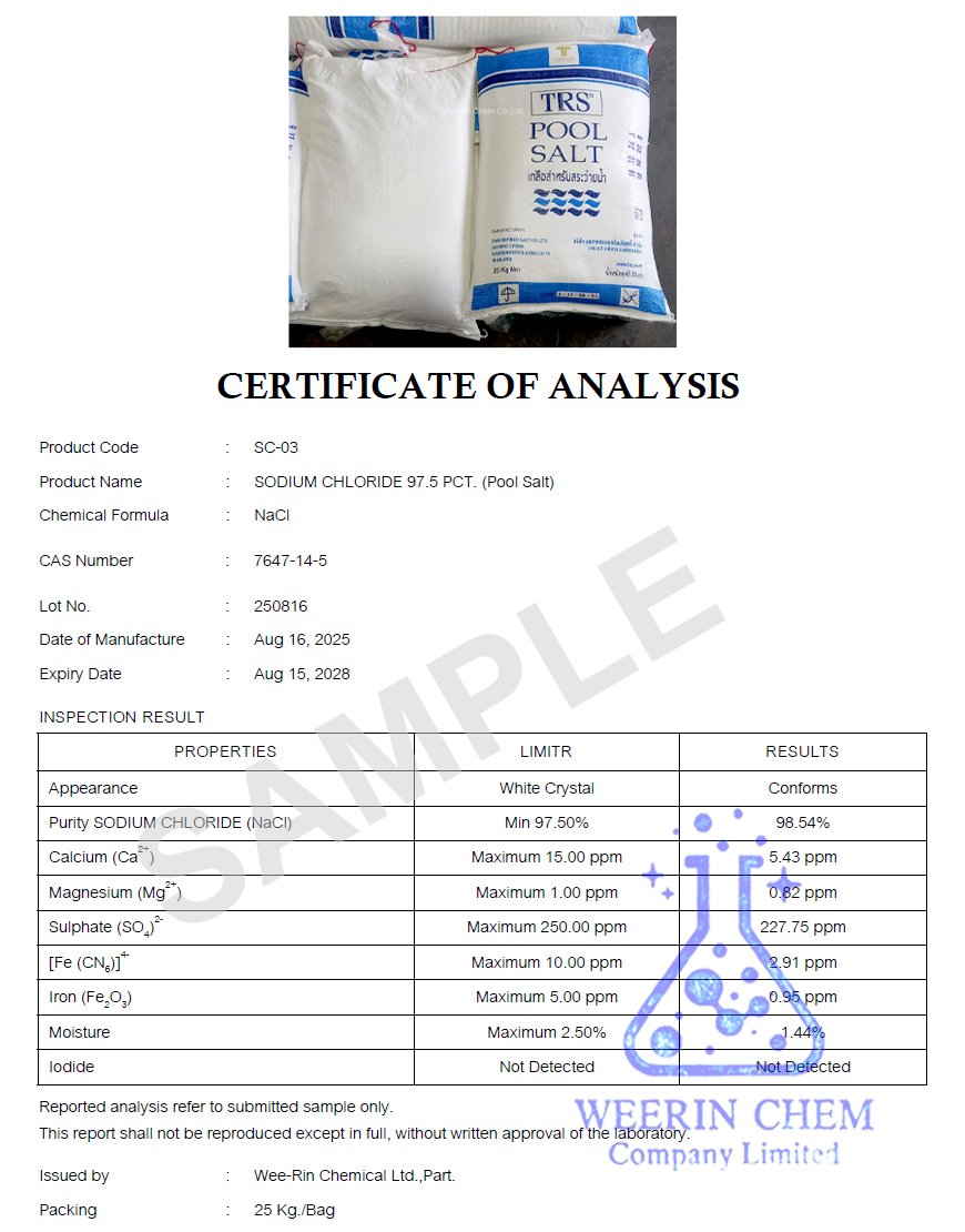 เกลือสระว่ายน้ำ TRS ถุงฟ้า