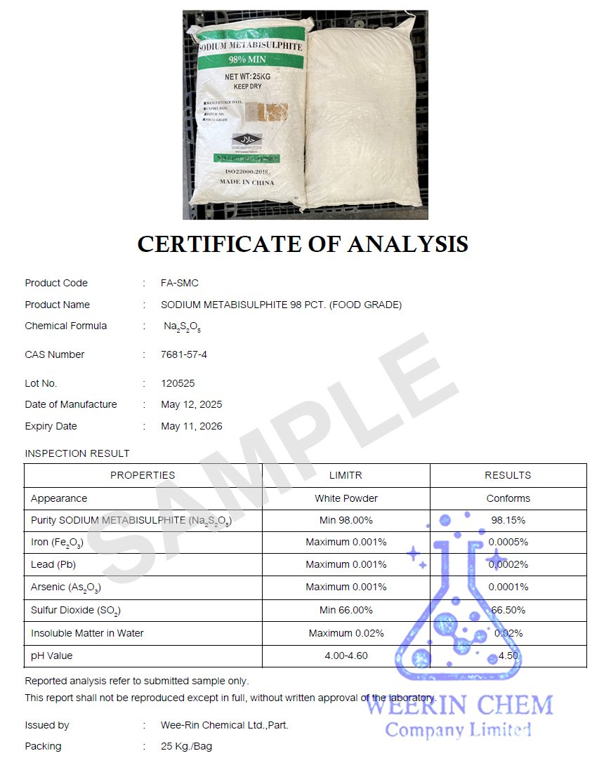 สารกันบูด อาหารแห้ง (Sodium Metabisulphite)