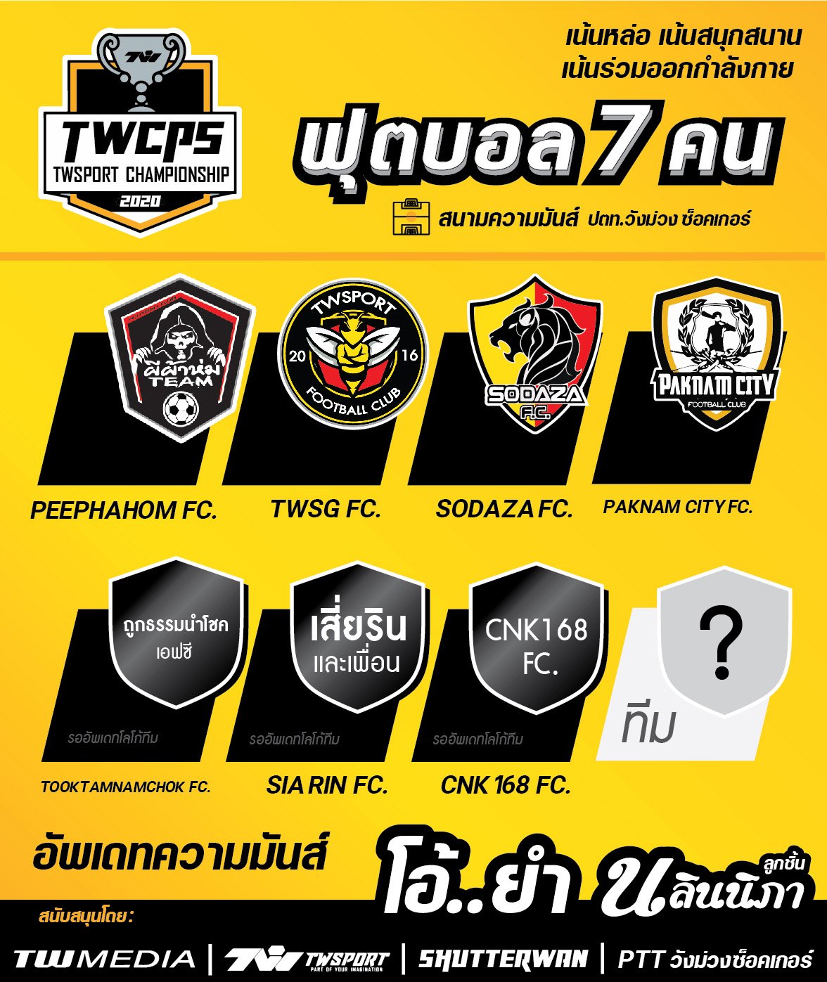 TWCPS2020 รายการฟุตบอลกระตุ้นการออกกำลังกาย จังหวัดสระบุรี เปิดรับสมัครแล้ว 