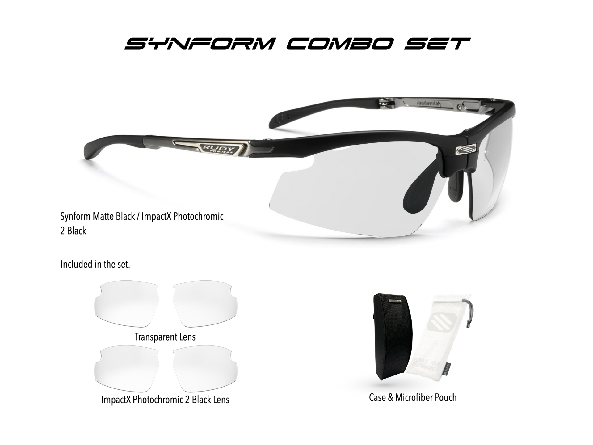 Synform Matte Black / ImpactX Photochromic 2 Black + Transparent + ImpactX 2 Black Combo Set