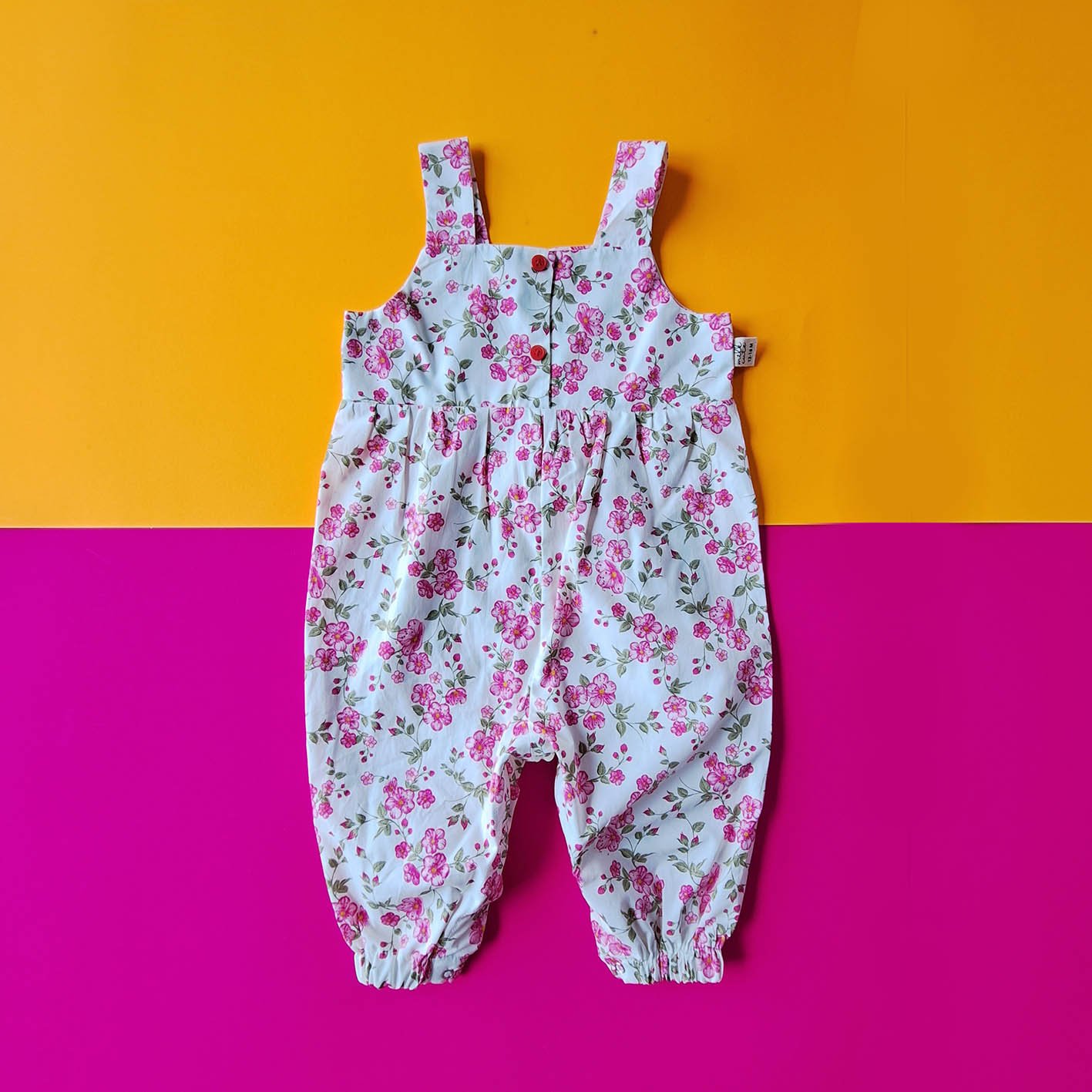 CNY COL. WHITE CHEERY BLOSSOM  JUMPSUIT 100% COTTON PRINTED