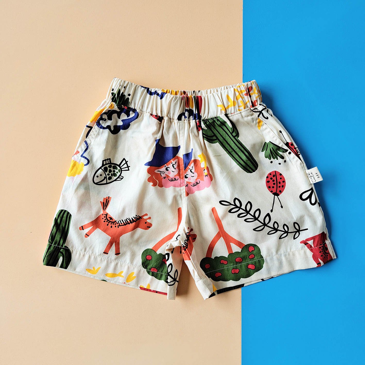 BOYS & GIRLS ELASTIC WAISTBAND FAIRY SHORTS / 100% PRINTED COTTON*PRE-ORDER SHIP OUT 3 MARCH