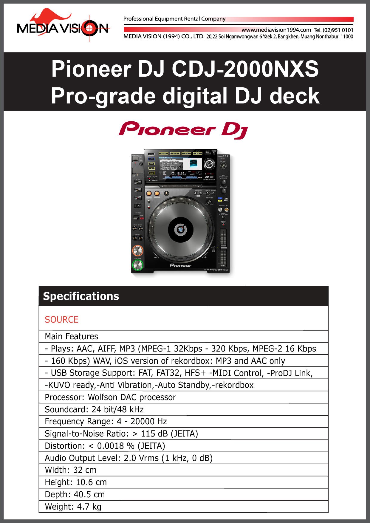  PIONEER DJ CDJ-2000NXS PRO-GRADE DIGITAL DJ DECK