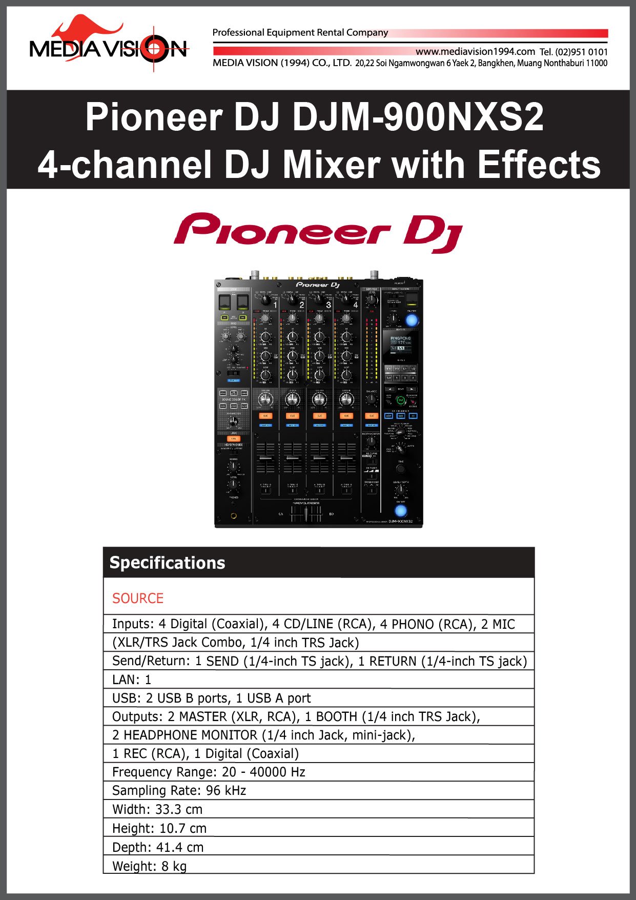 PIONEER DJ DJM-900NXS2 4-CHANNEL DJ MIXER WITH EFFECTS
