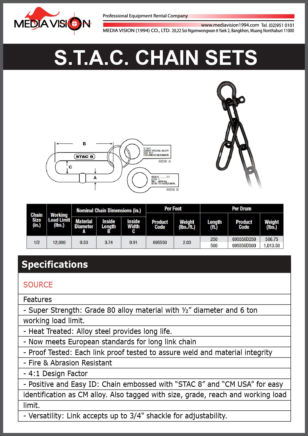 Sample Chain Sets S.T.A.C. CHAIN SETS