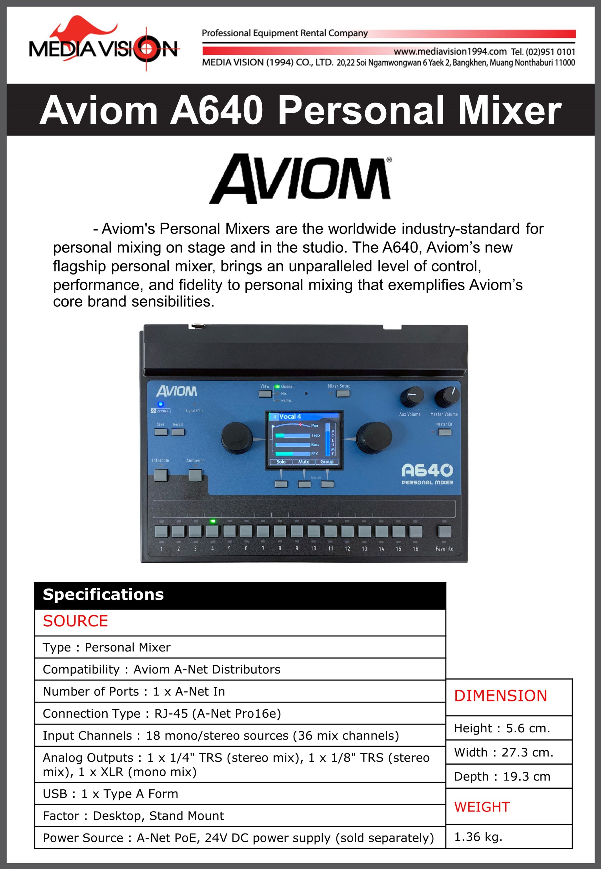 AVIOM A640 PERSONAL MIXER