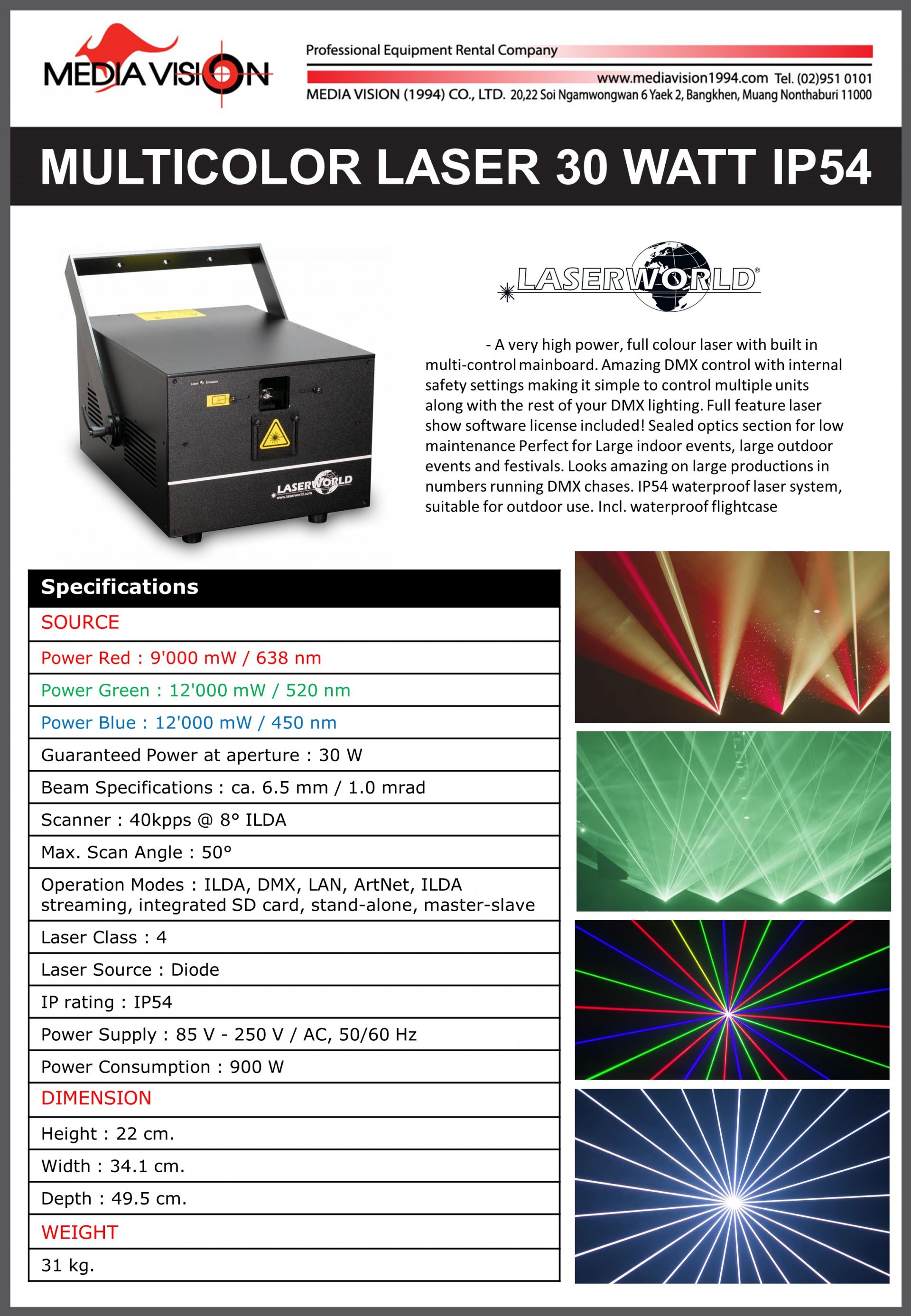 MULTICOLOR LASER 30 WATT IP54