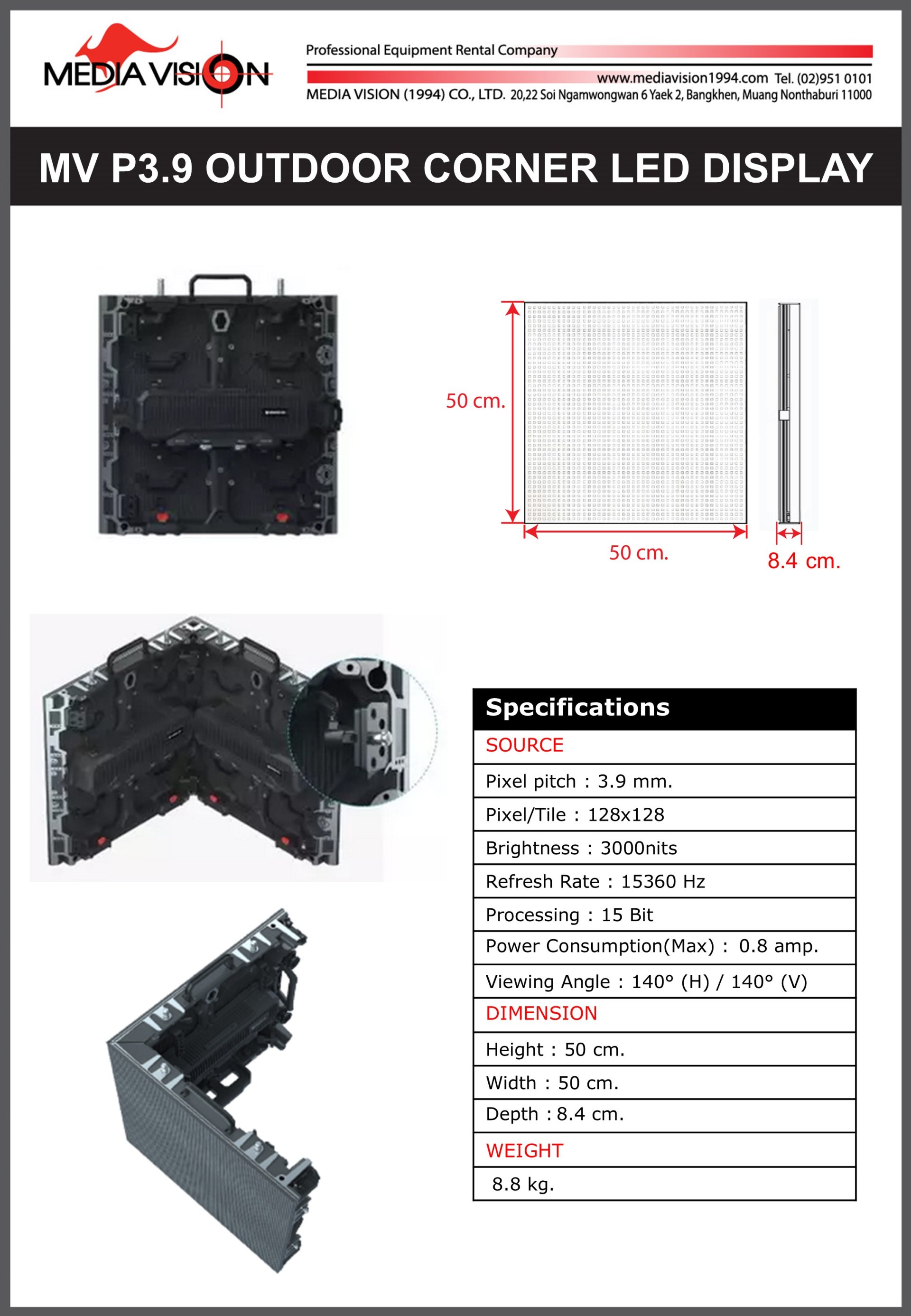 MV P3.9 OUTDOOR CORNER LED DISPLAY