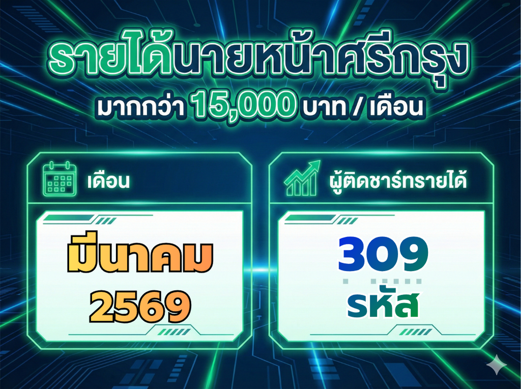 รายได้ต่อเดือนนายหน้าศรีกรุง มีนาคม 2569