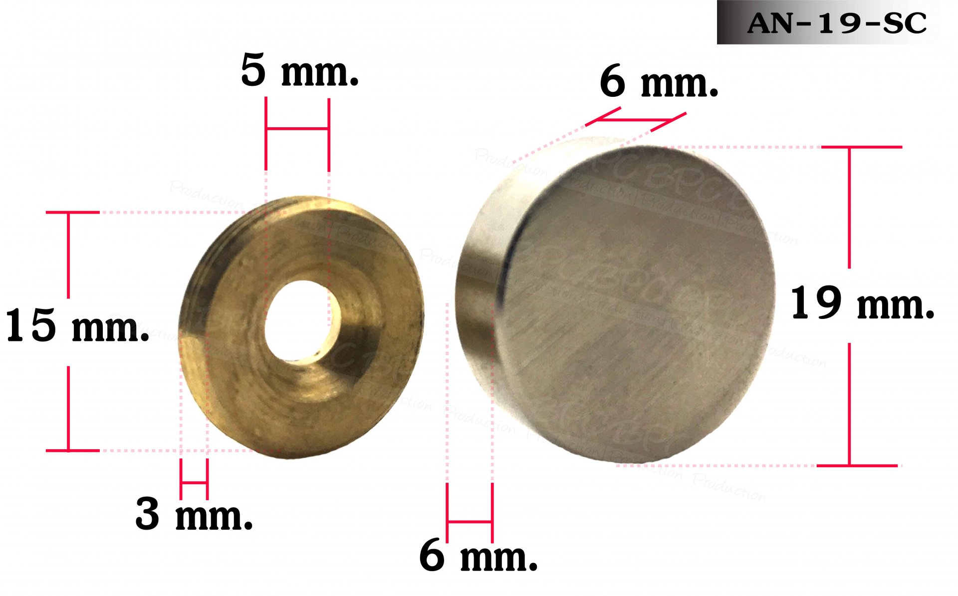Nut bolt 19 mm Polished sliver
