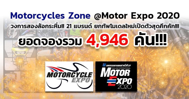 Motorcycles Zone @Motor Expo 2020 วงการสองล้อกระหึ่ม!! 21 แบรนด์ ยกทัพโมเดลใหม่เปิดตัวสุดคึกคัก!!! ยอดจองรวม 4,946 คัน!!!
