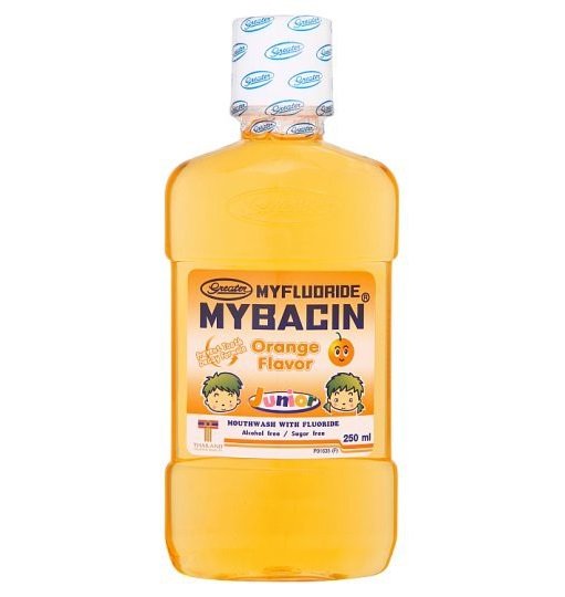 น้ำยาบ้วนปากเด็กมายเซฟติคมายบาซิน รสส้ม 250 มล.
