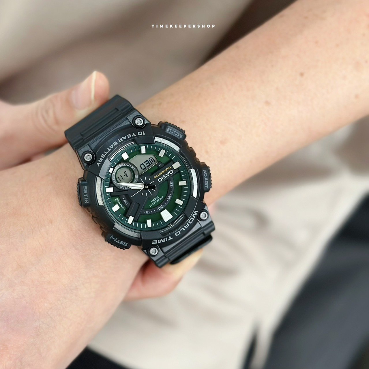3a2 Casio Standard นาฬิกาข้อมือผู้ชาย สายเรซิน รุ่น AEQ-110W-3A2