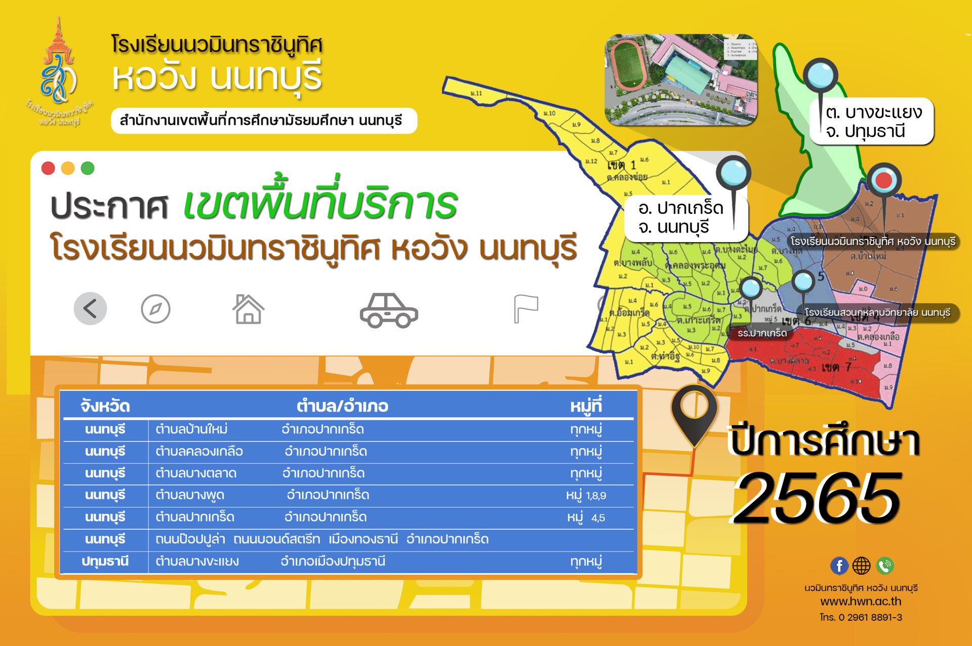 ประกาศเขตพื้นที่บริการ โรงเรียนนวมินทราชินูทิศ หอวัง นนทบุรี ปีการศึกษา 2565 ประกาศเขตพื้นที่บริการ โรงเรียนนวมินทราชินูทิศ หอวัง นนทบุรี ปีการศึกษา 2565