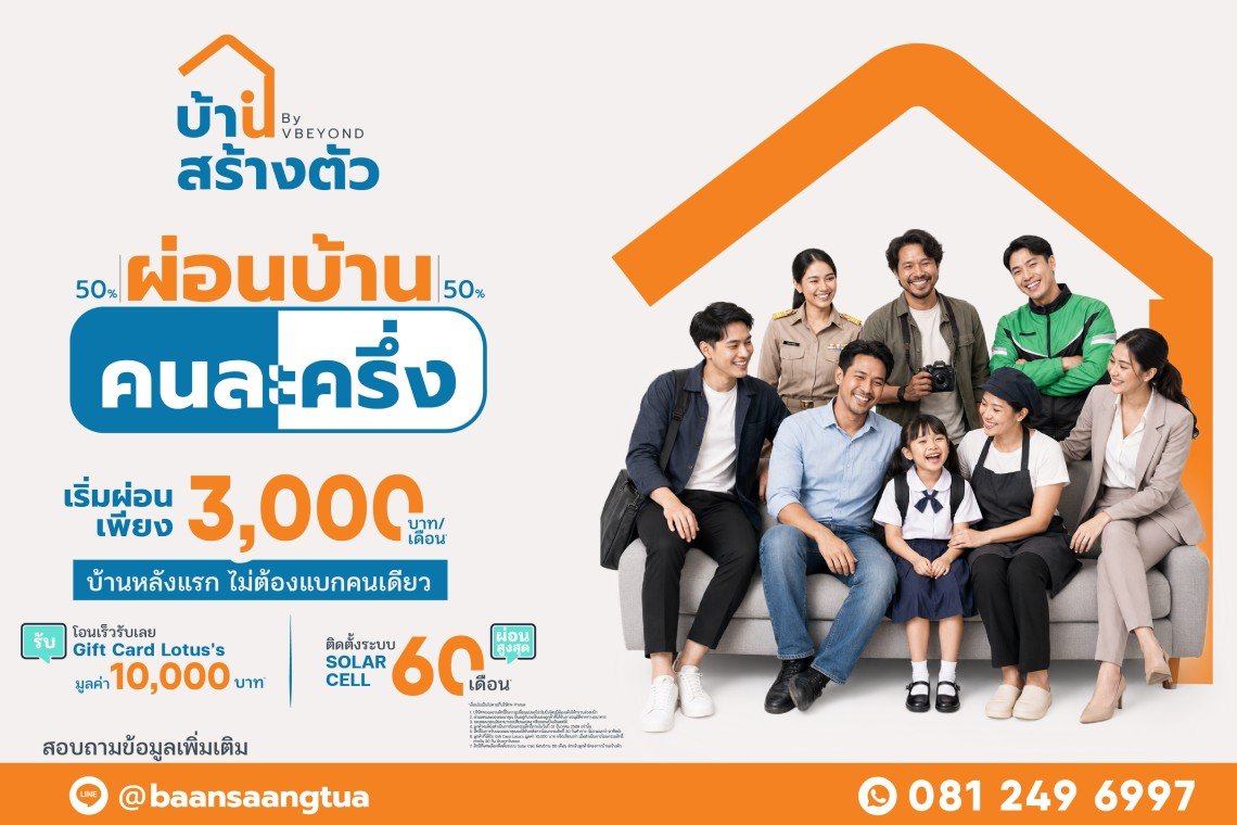 บ้านสร้างตัว ชูโมเดล เลือกทำเลได้ รีโนเวทให้ สร้างโอกาสคนไทยเข้าถึงการมีบ้าน พร้อมเปิดโปรฯ ผ่อนบ้านคนละครึ่ง กระตุ้นกำลังซื้ออสังหาฯ ทั่วประเทศ