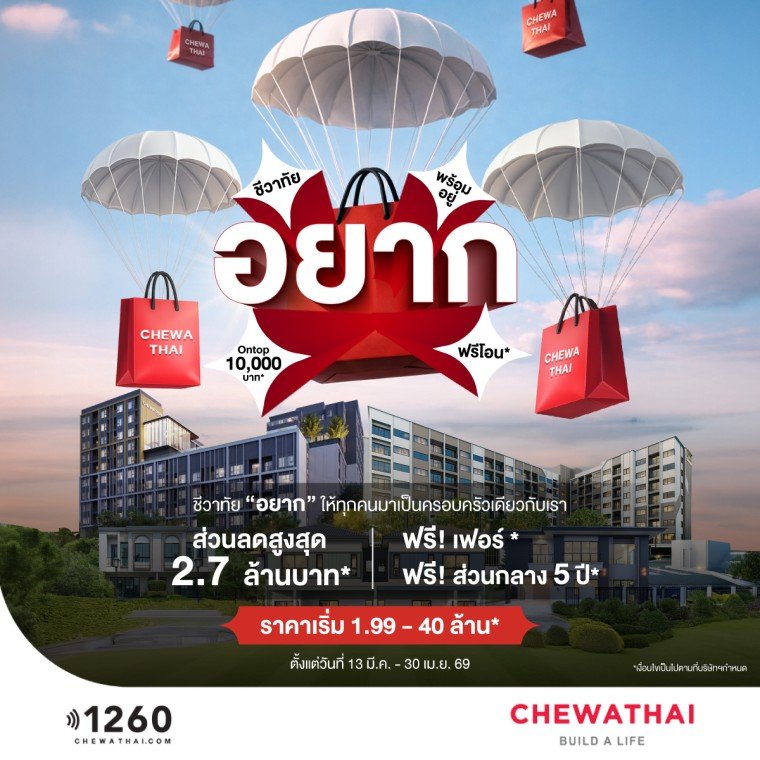 ครบรอบ 18 ปี ชีวาทัย เปิดแคมเปญใหญ่ 'อยาก' ให้...จนคุณต้องรีบ เก็บกระเป๋ามาเป็นครอบครัวเดียวกัน พร้อมส่วนลดสูงสุด 10 ล้านบาท*