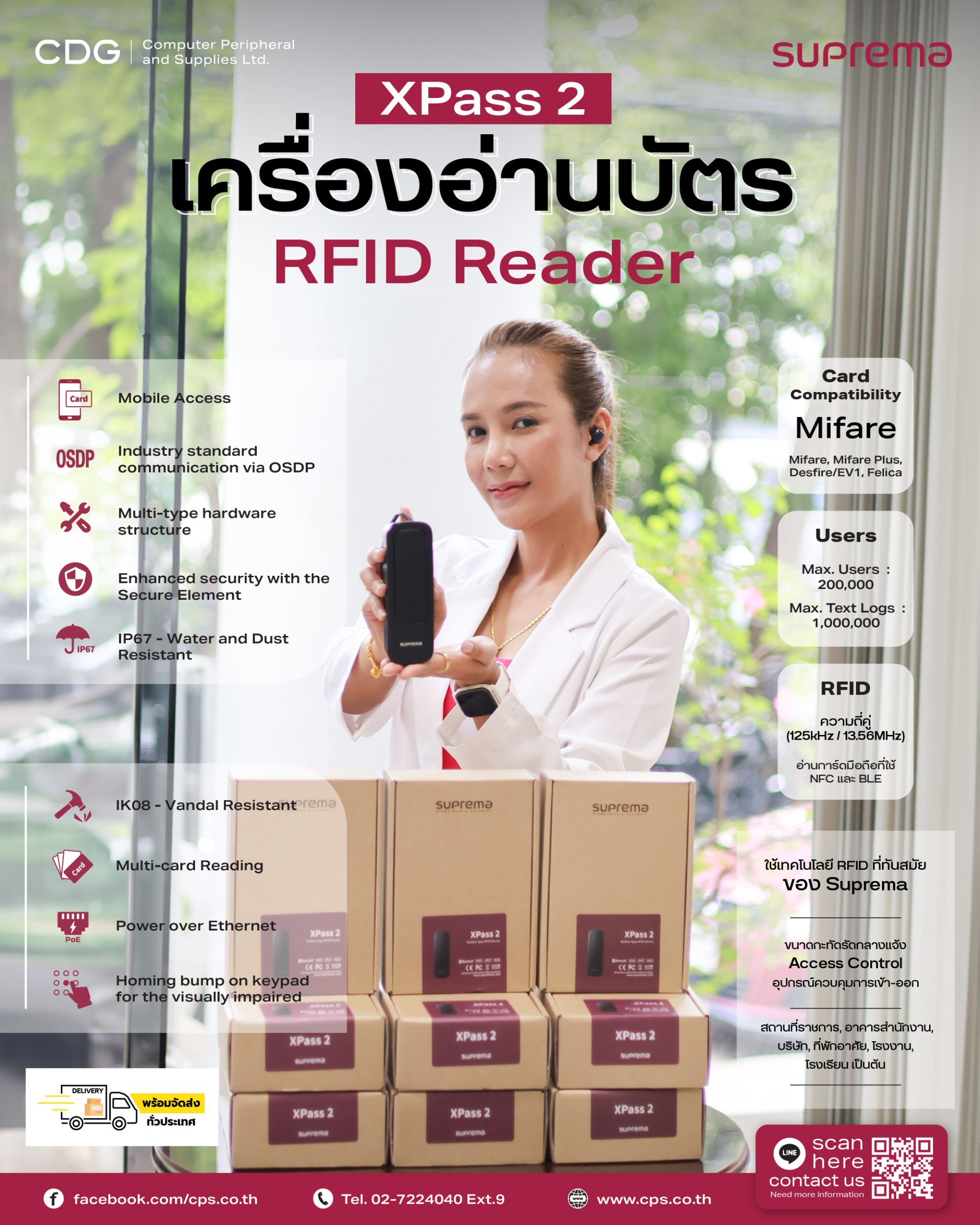 Suprema XPass 2 Outdoor Compact RFID Reader - cps