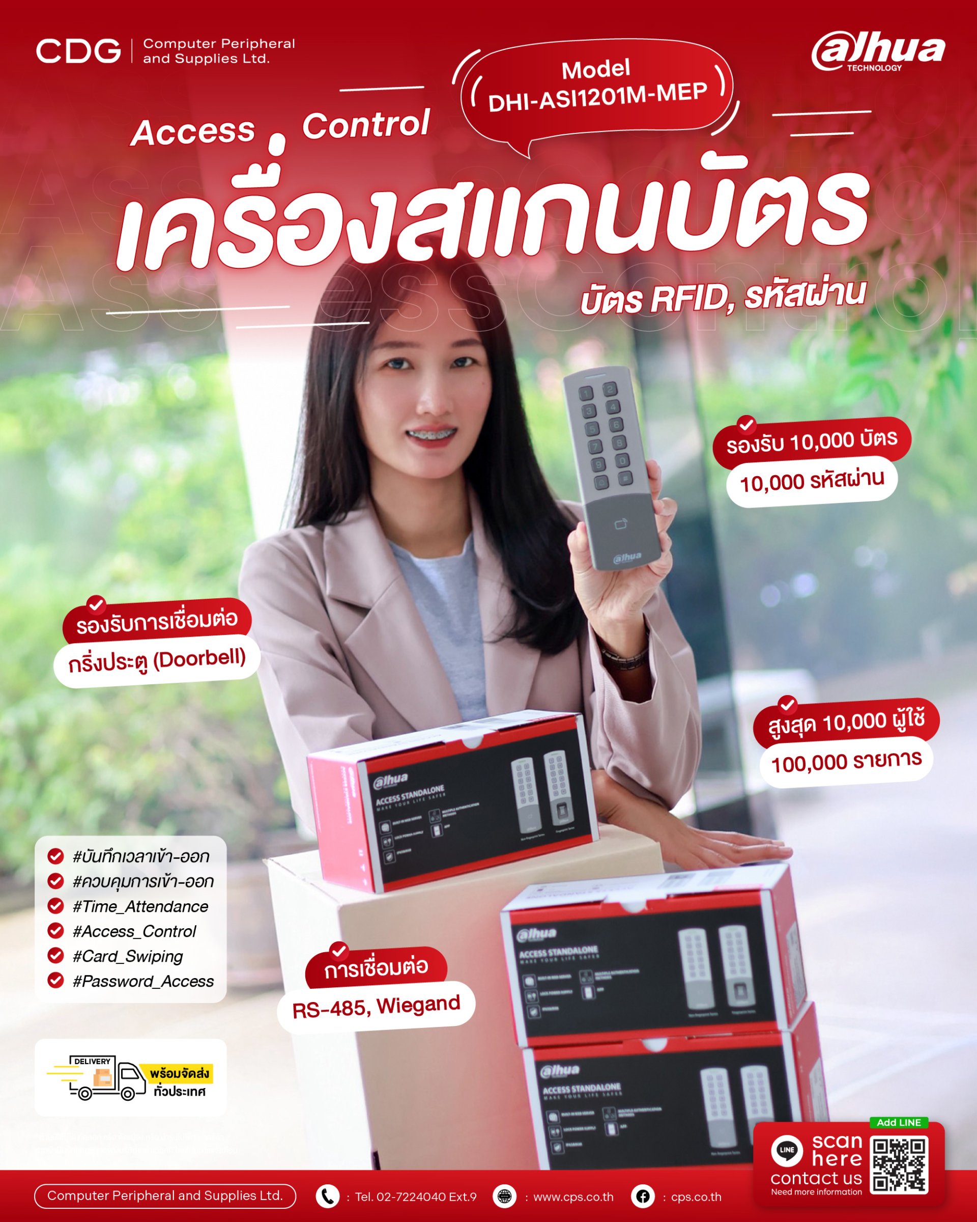 Dahua DHI-ASI1201M-MEP Card Swiping, Password Access