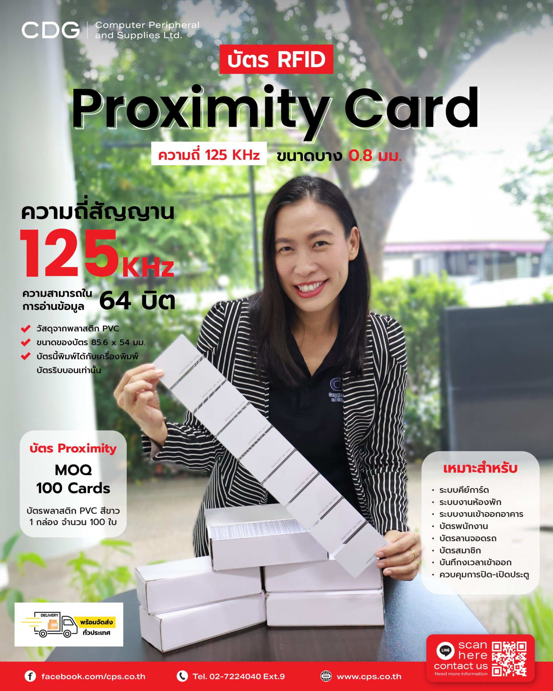 Proximity Card RFID 0.8 mm (thin card) frequency 125 KHz