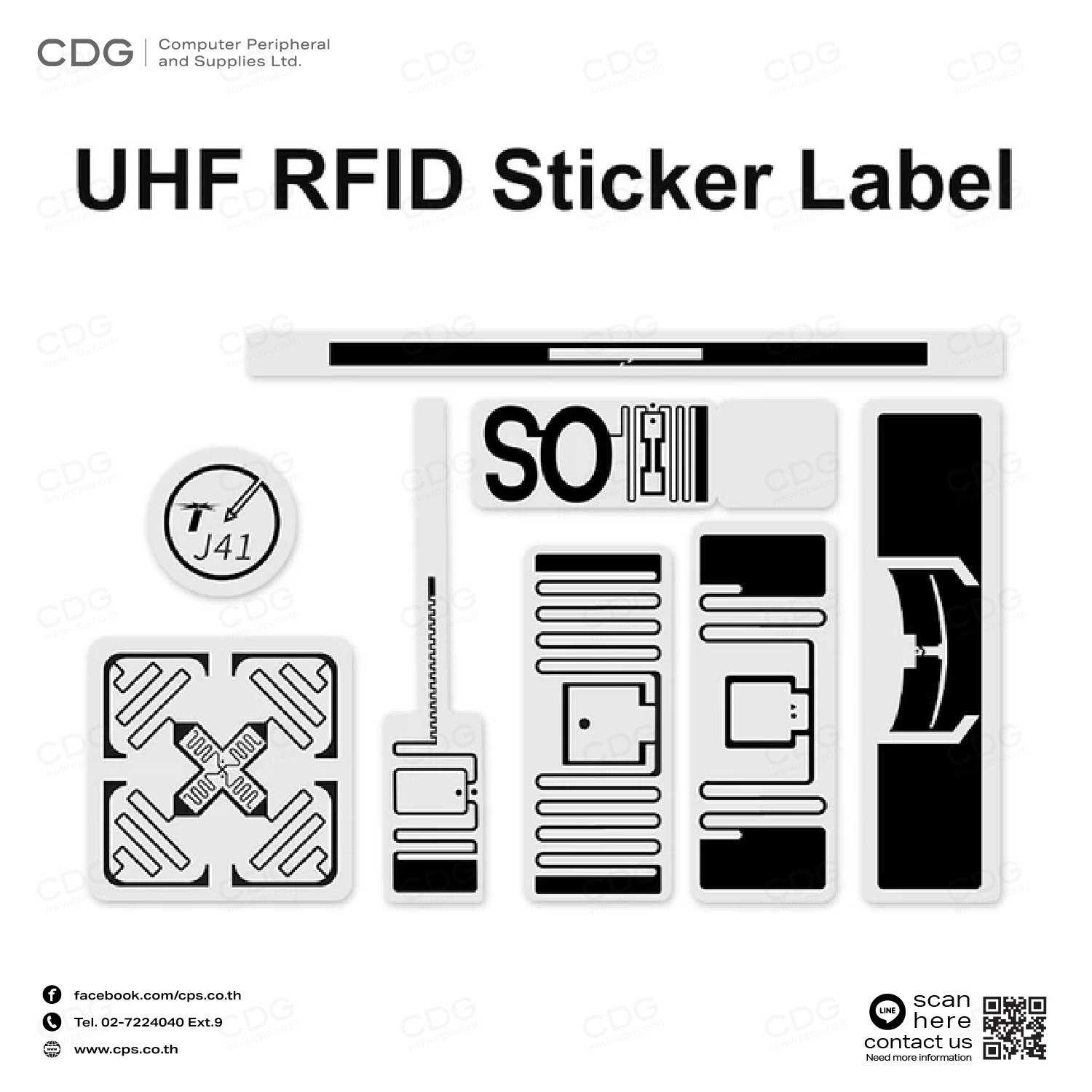 RFID UHF Tag Passive Adhesive Label 73x24mm