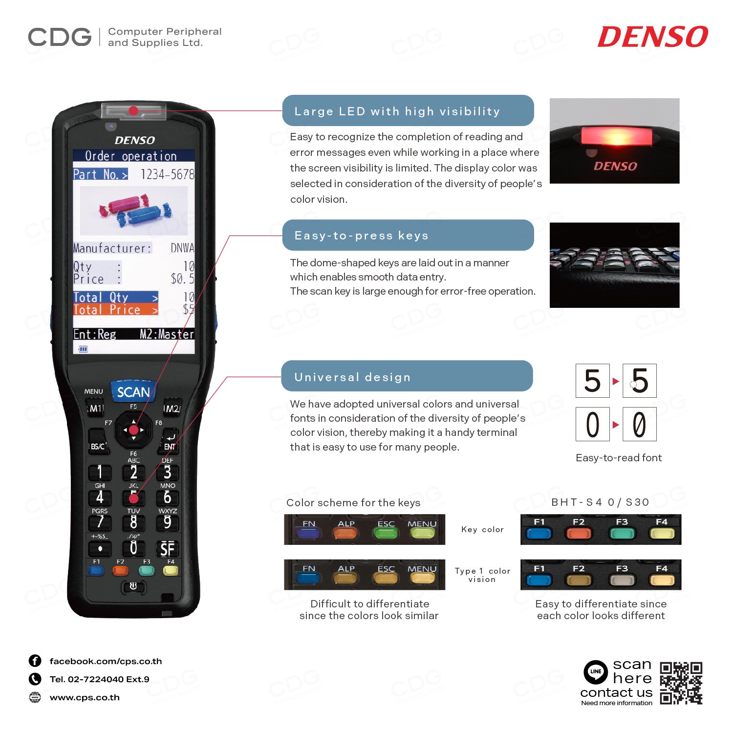 เครื่องอ่านบาร์โค้ด Hand-held Scanner Denso BHT-S30 Series