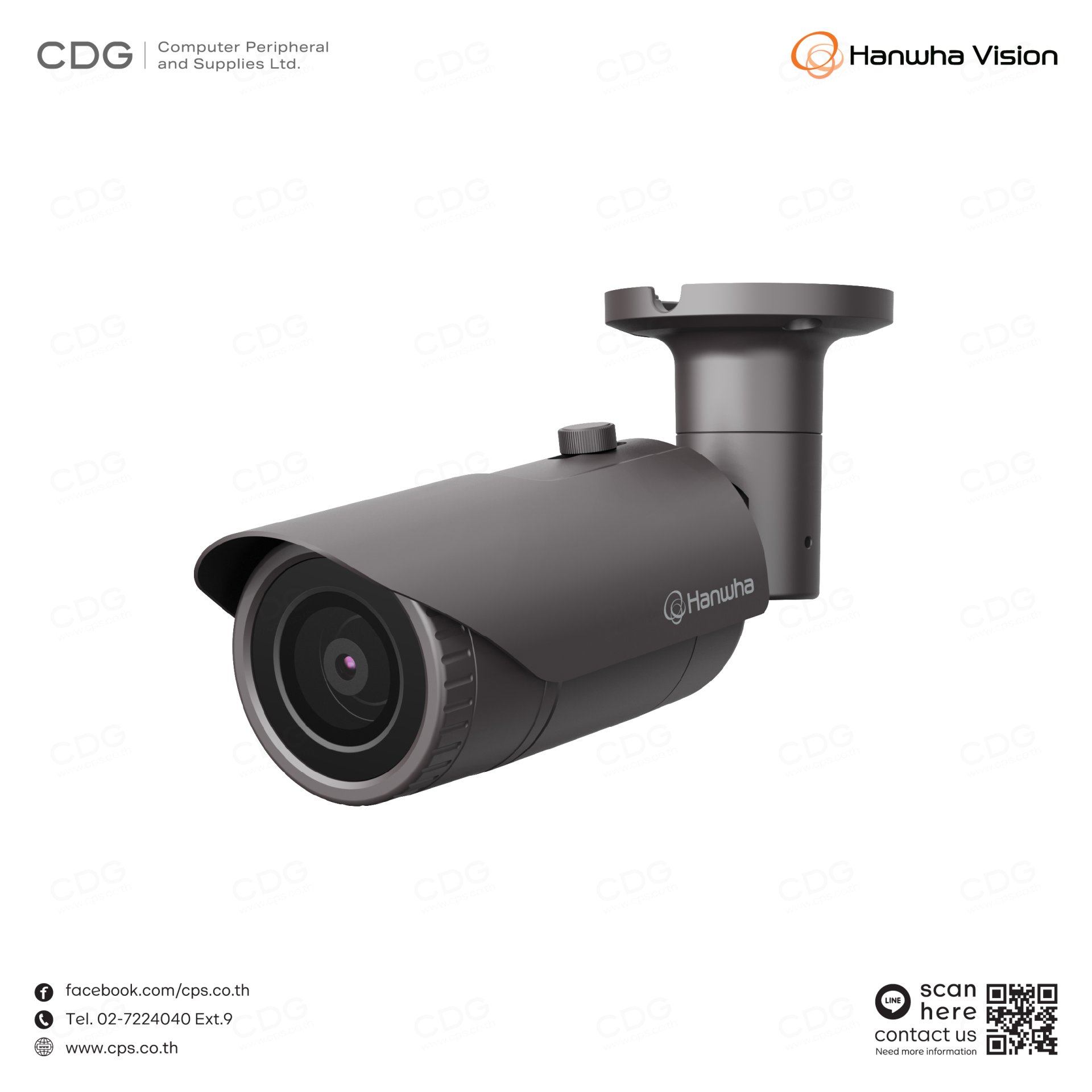 Hanwha Vision QNO-6012R / 2MP H.265 IR Bullet Camera