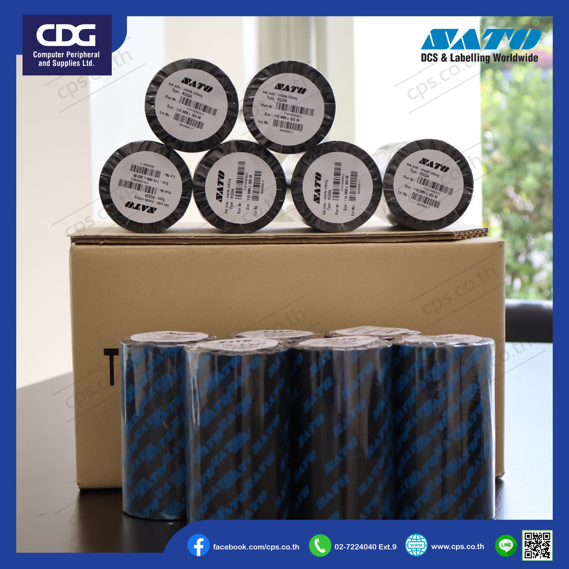 Sato Ribbon R333a Ribbon SATO Resin R333A Flat Head - cps