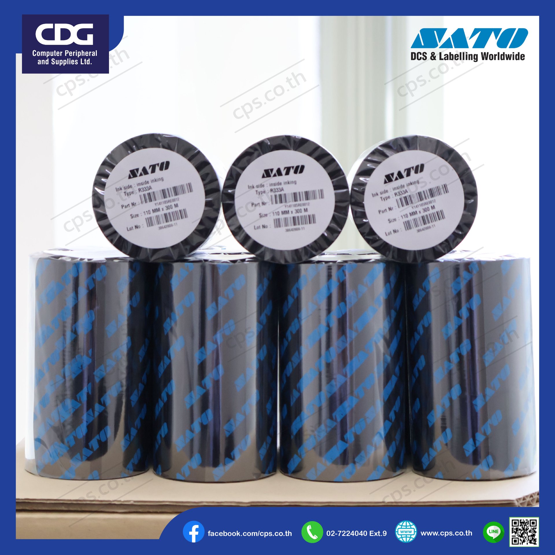 Sato Ribbon R333a Ribbon SATO Resin R333A Flat Head - cps