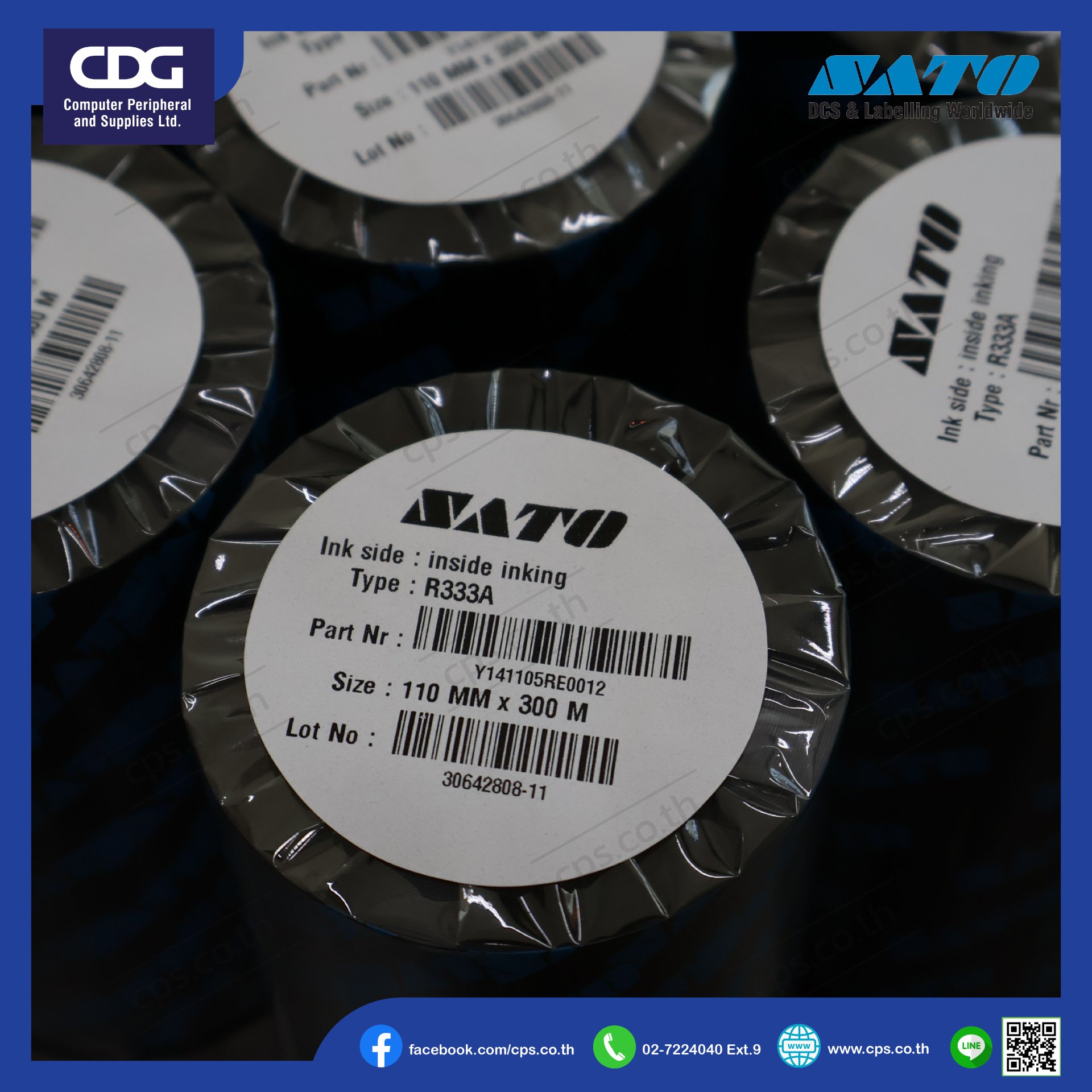 Sato Ribbon R333a Ribbon SATO Resin R333A Flat Head - cps