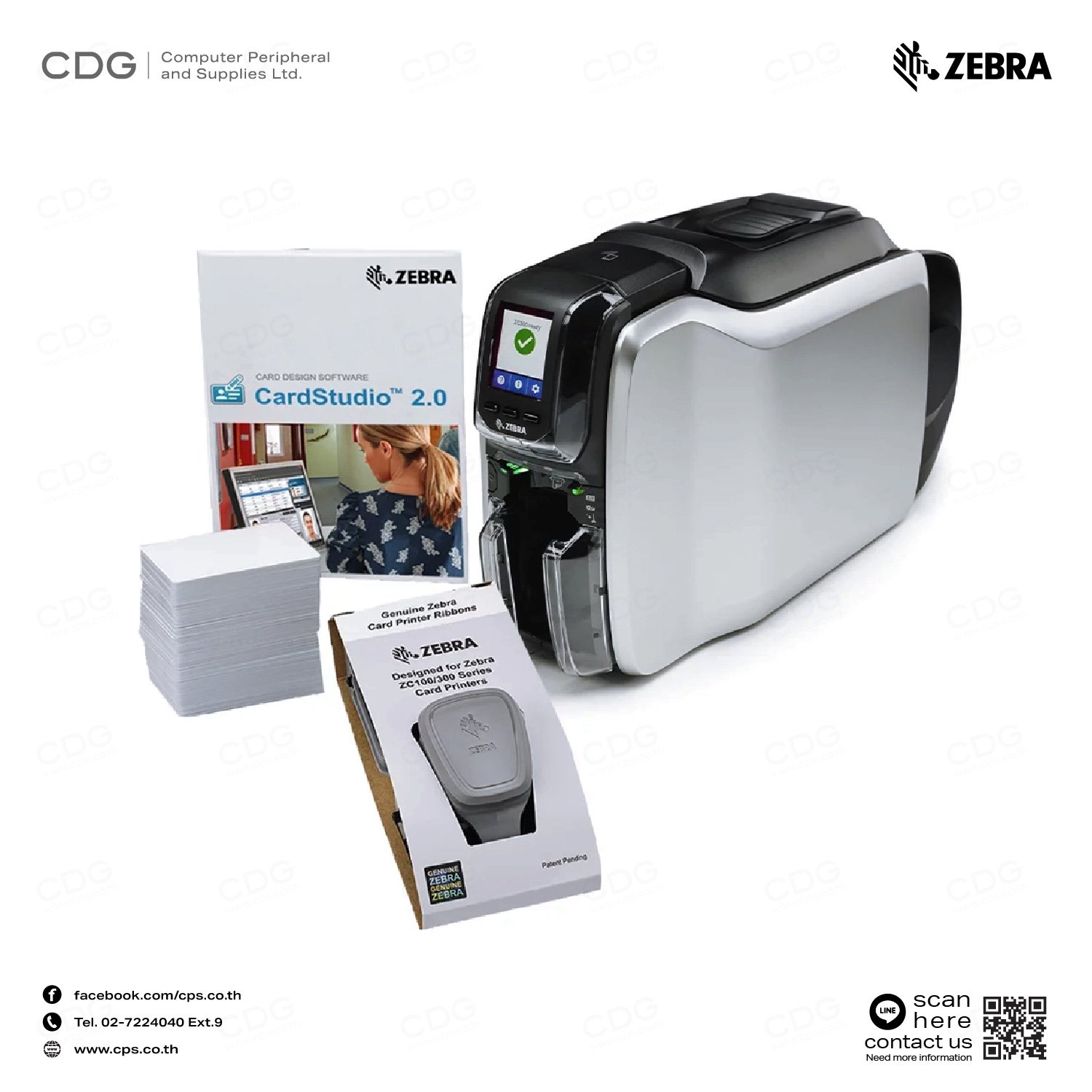 Zebra Ribbon Card Printer Color-YMCKO For ZC100/ZC300 Series