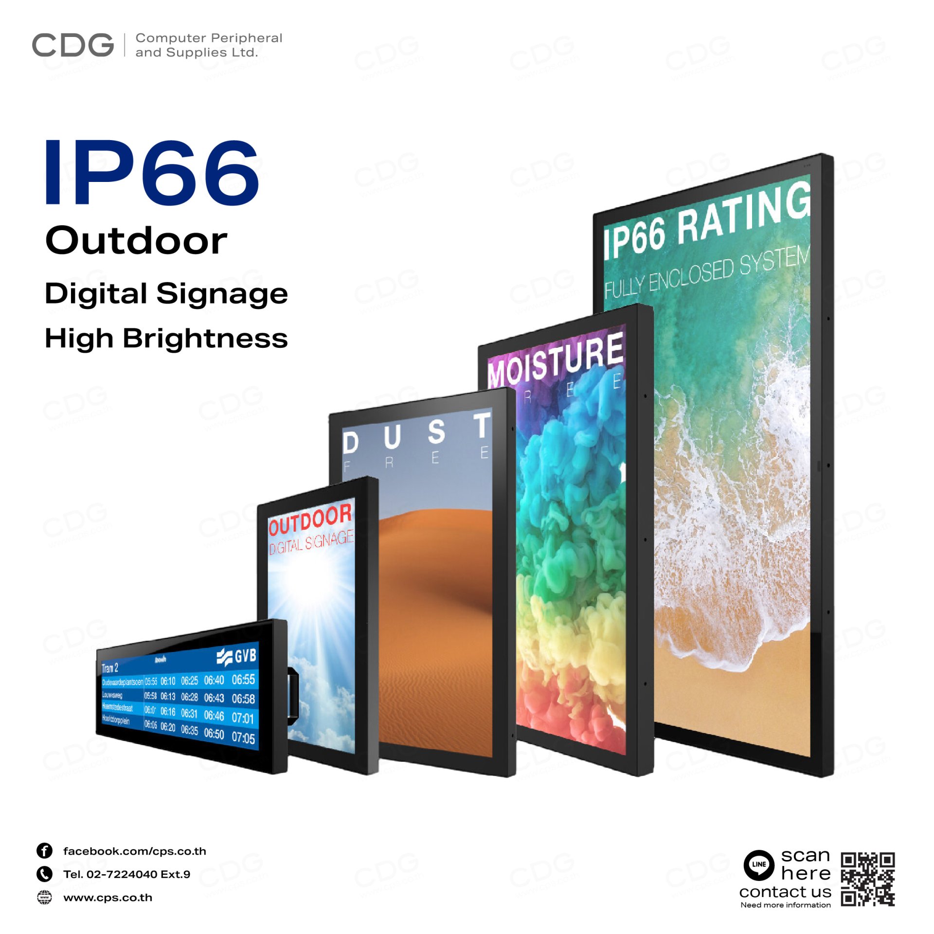 Ip Signage IP66 Outdoor Digital Signage 55inch High Brightness - cps