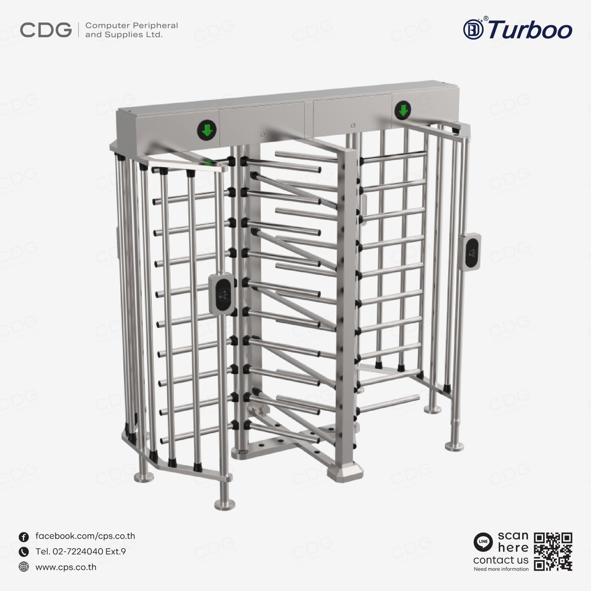 Full Height Gate Turnstile G537-2 Semi-Automatic