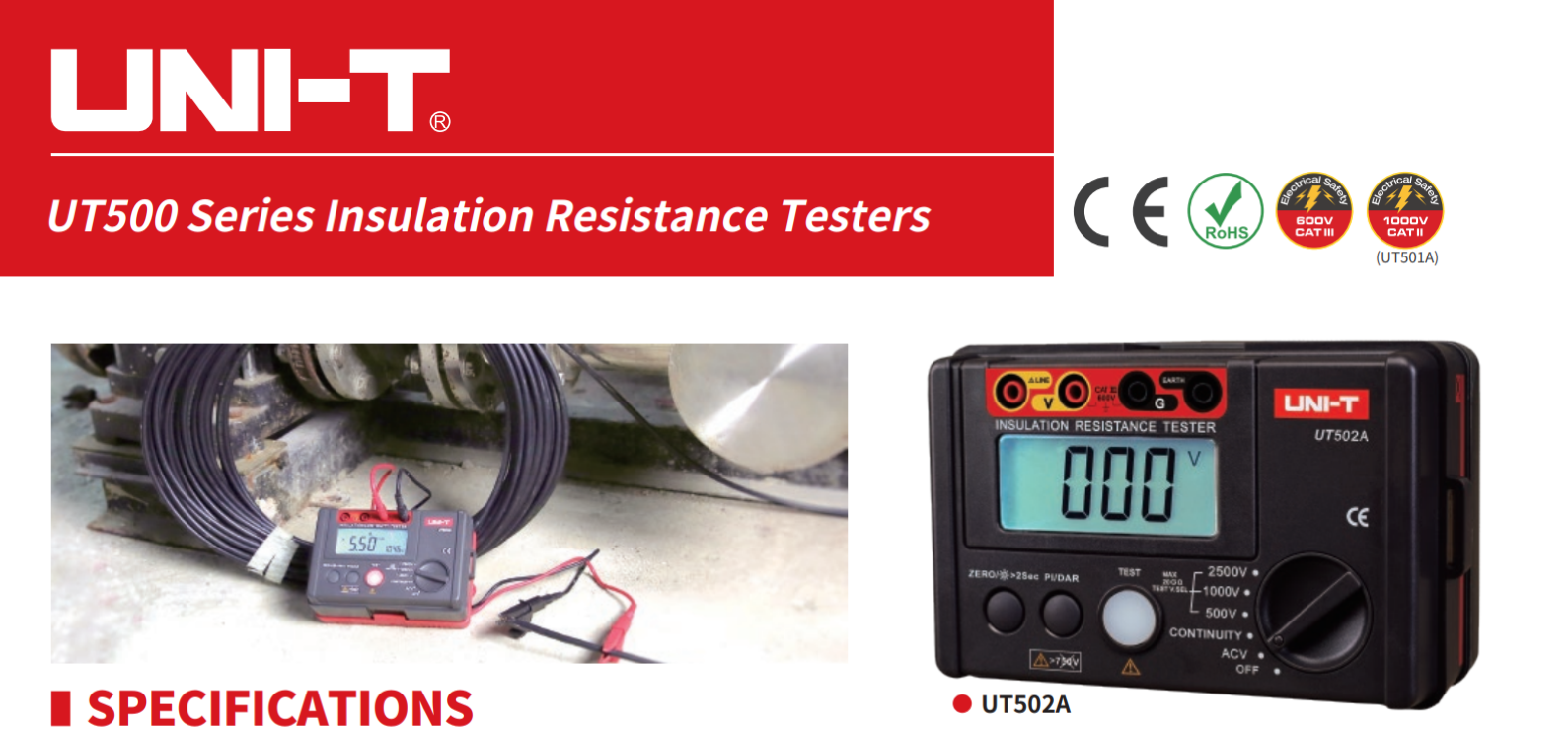ให้เช่า เครื่องทดสอบความเป็นฉนวนไฟฟ้า Insulation Tester UNI-T UT501A