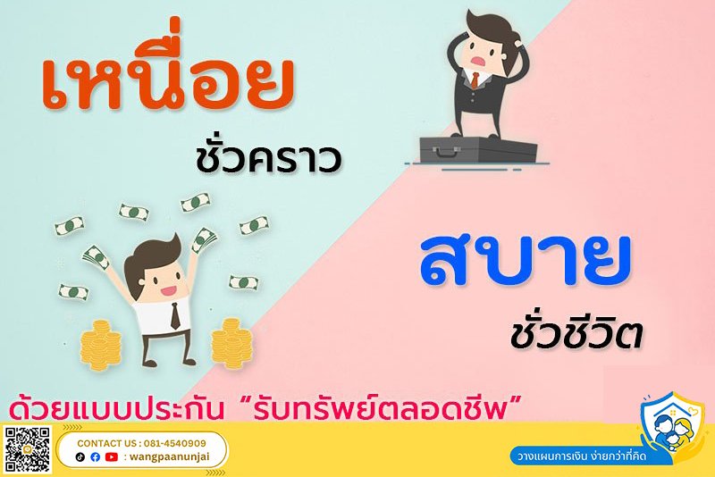 เหนื่อยชั่วคราว → สบายชั่วชีวิต ด้วยแบบประกันรับทรัพย์ตลอดชีพ