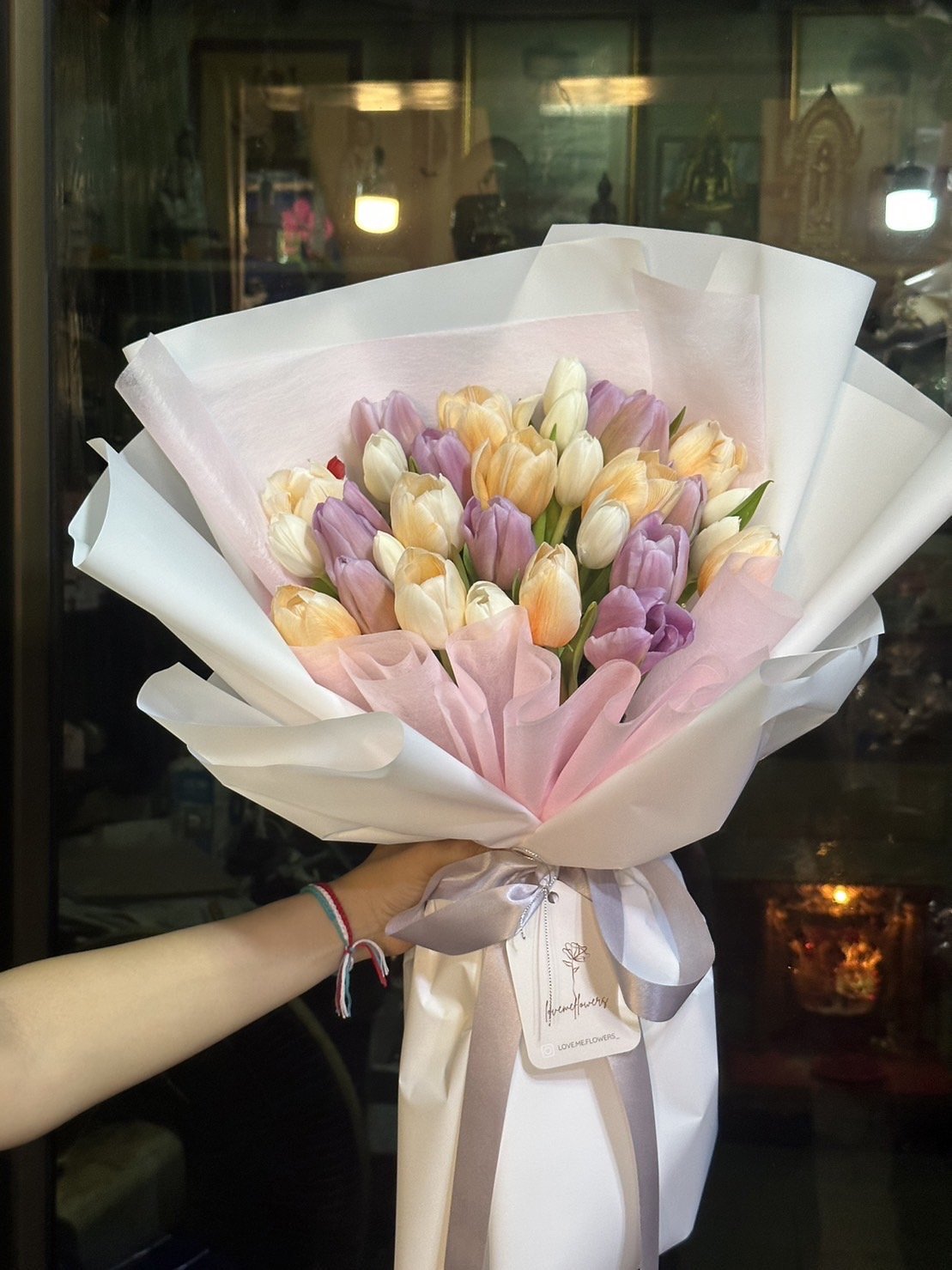 30 Pastel Tone Tulips Bouquet