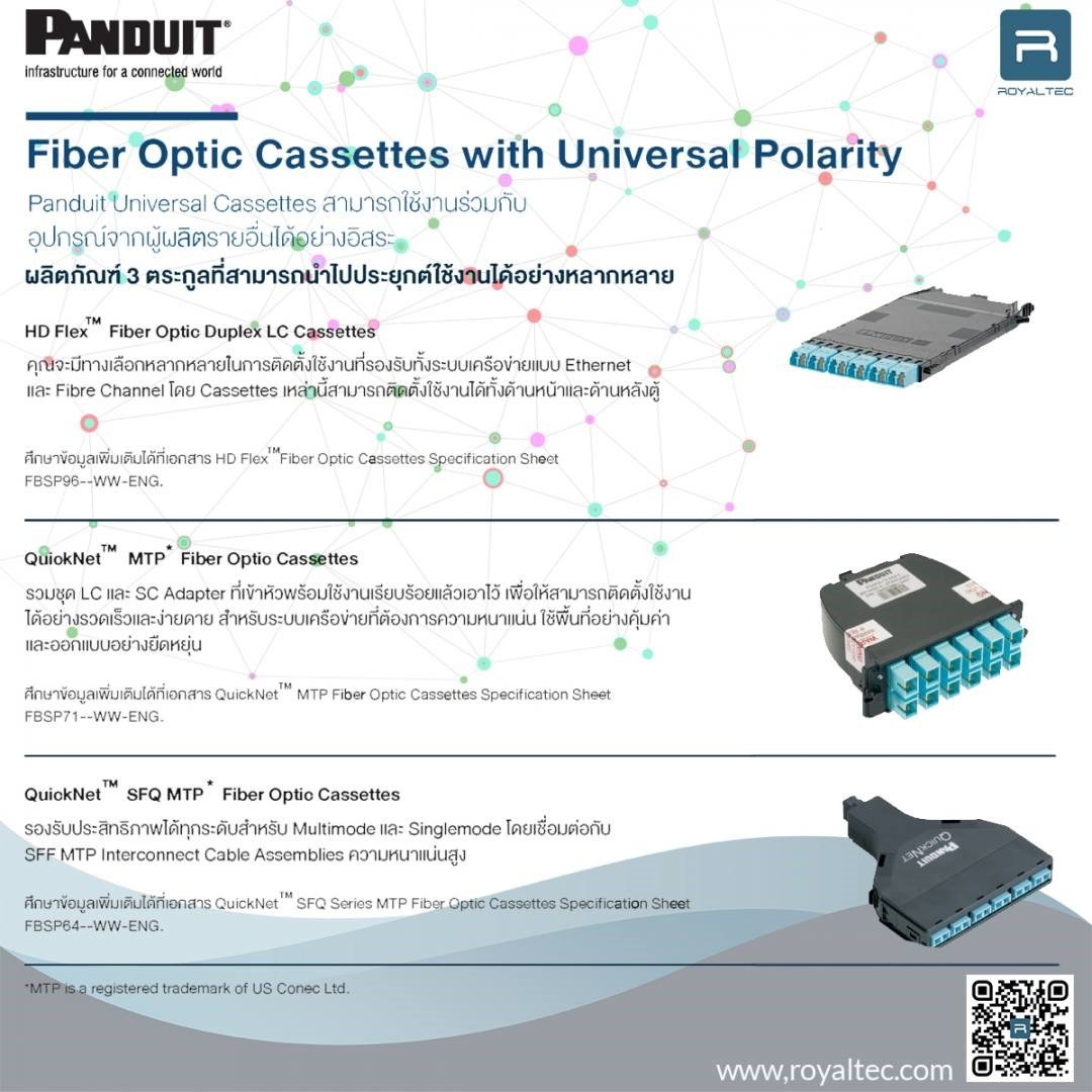 Fiber Optic Cassettes ที่รองรับ Universal Polarity ได้ในตัว จาก Panduit